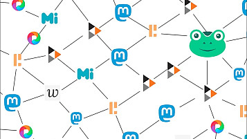 fons blanc amb una xarxa de nodes de diferents plataformes de fedivers amb els seus logos