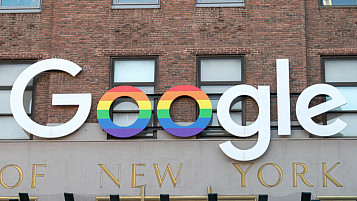 Alexi Rosenfeld/Getty Images: google logo with gender flag in oo 