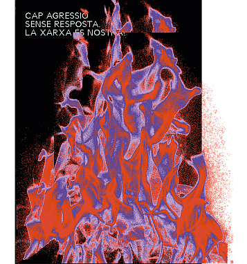 poster amb fons negre i ilustració foguera amb el títol de la campanya