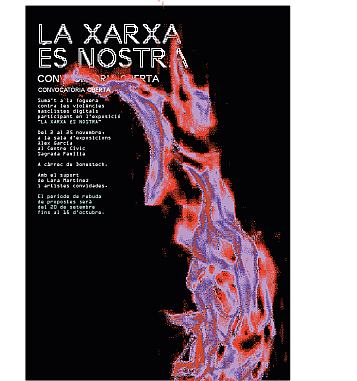 poster amb les bases del concurs i una taca de colors amb fons negre